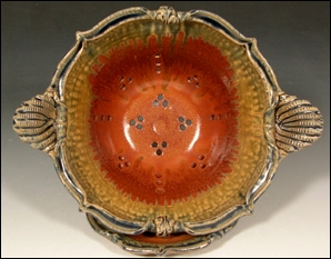 Country Red Berry Bowl With Decorative Rim