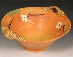 Autumn Colored Bowl With Wrapped Handles