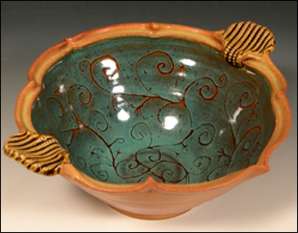 Hand Painted Bowl With Scroll Design