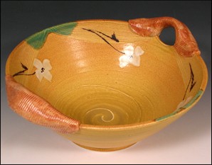 Yellow Bowl With Wrapped Handles