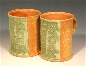 Mugs Decorated With Dots and Flowers