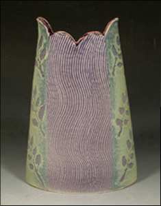 Brocade Textured Vase With Scalloped Rim